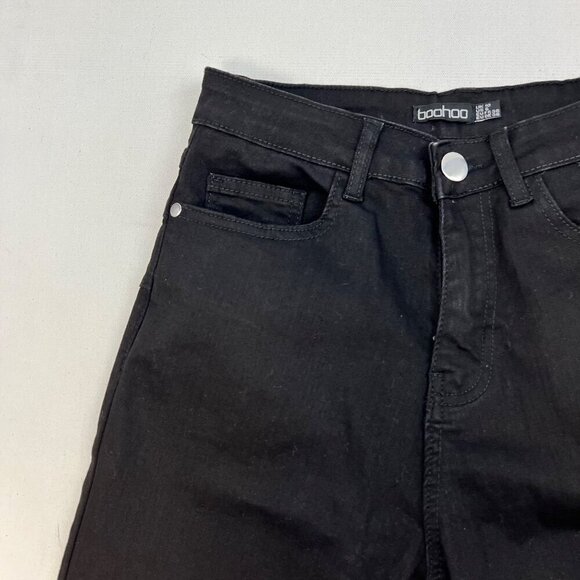 Boohoo Women’s High Rise Black Skinny Jeans Five Pocket Sz 6 - Picture 4 of 9